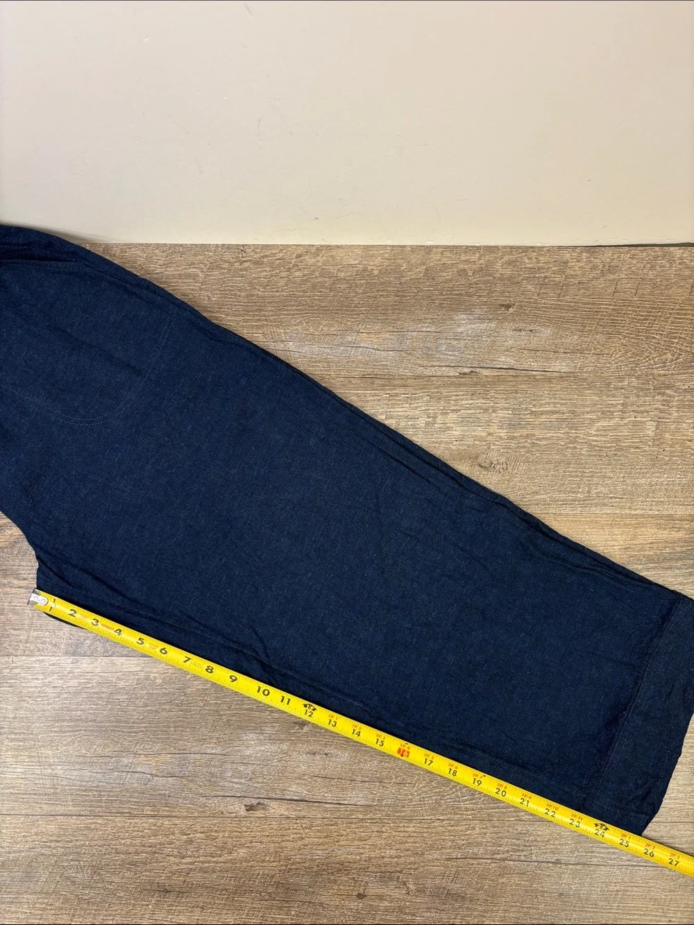 Banana Republic Straight High-Rise Linen Blend Pull-On Pants Navy L Cropped